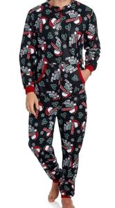 One piece Naughty or Nice men's flannel pajamas